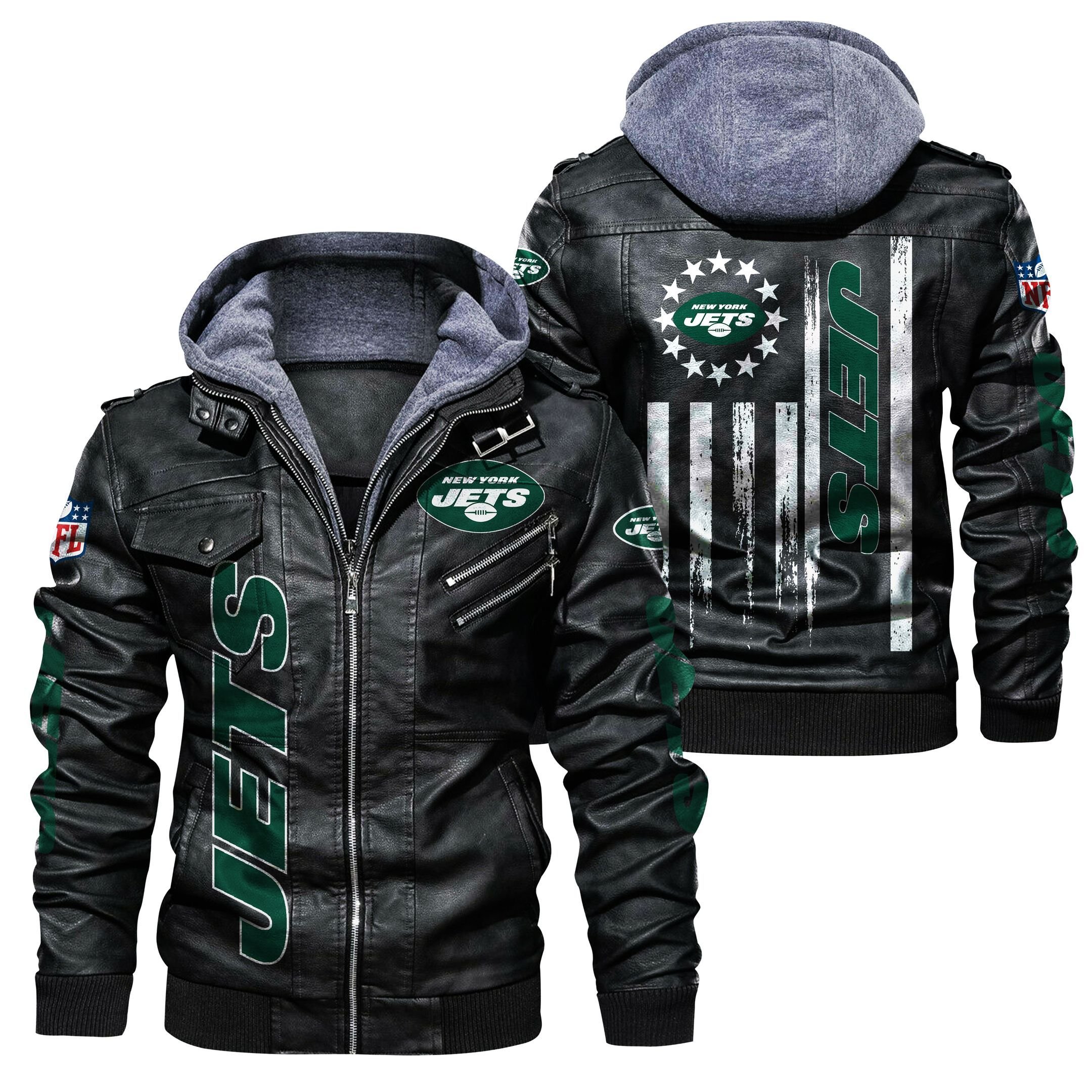 New York Jets NFL Style Leather Jacket For Fan