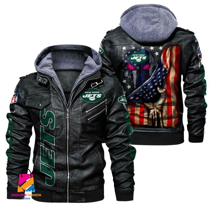 New York Jets NFL Style Leather Jacket For Fan
