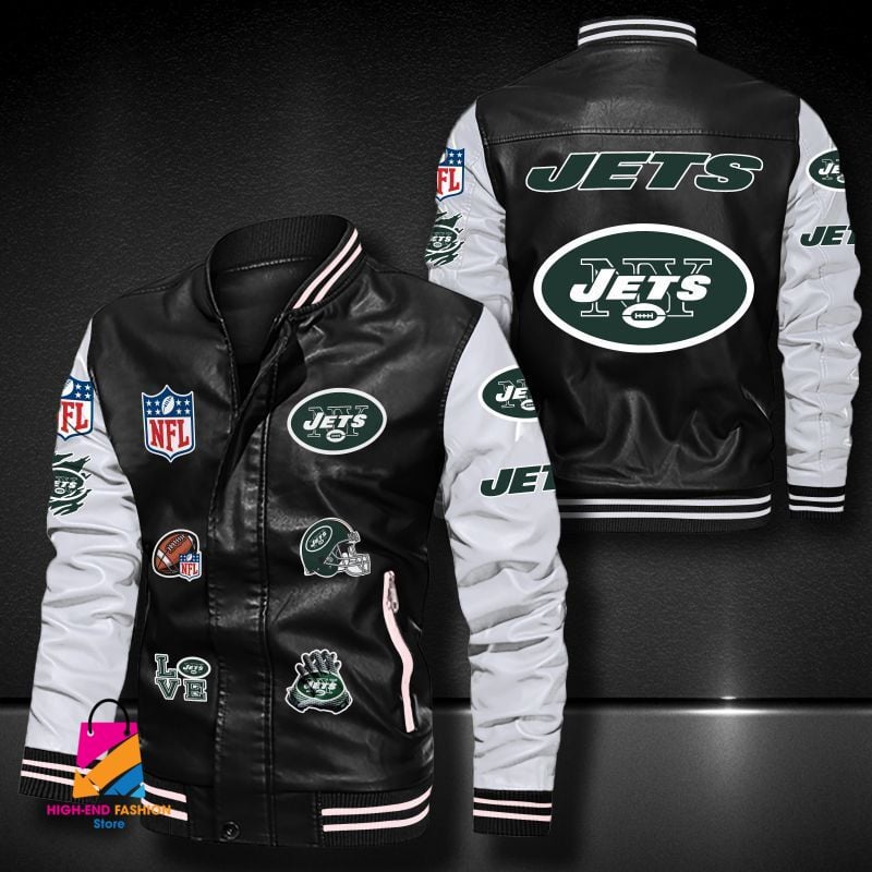 New York Jets NFL Style Leather Jacket For Fan