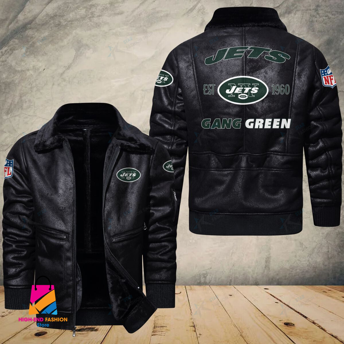 New York Jets NFL Style Leather Jacket For Fans