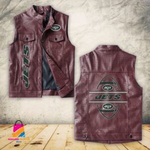 New York Jets NFL Style Sleeveless Leather Jacket For Fans
