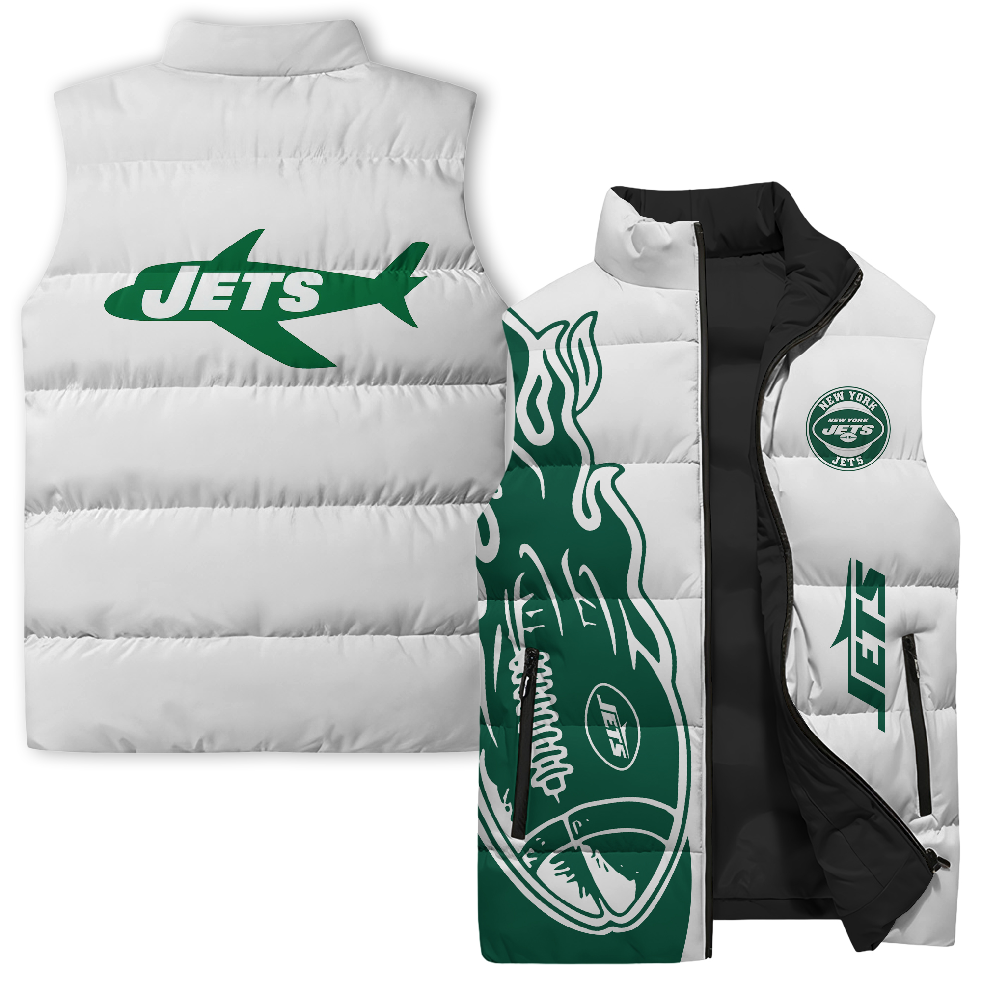 New York Jets NFL Style Sleeveless Puffer Jacket For Fans