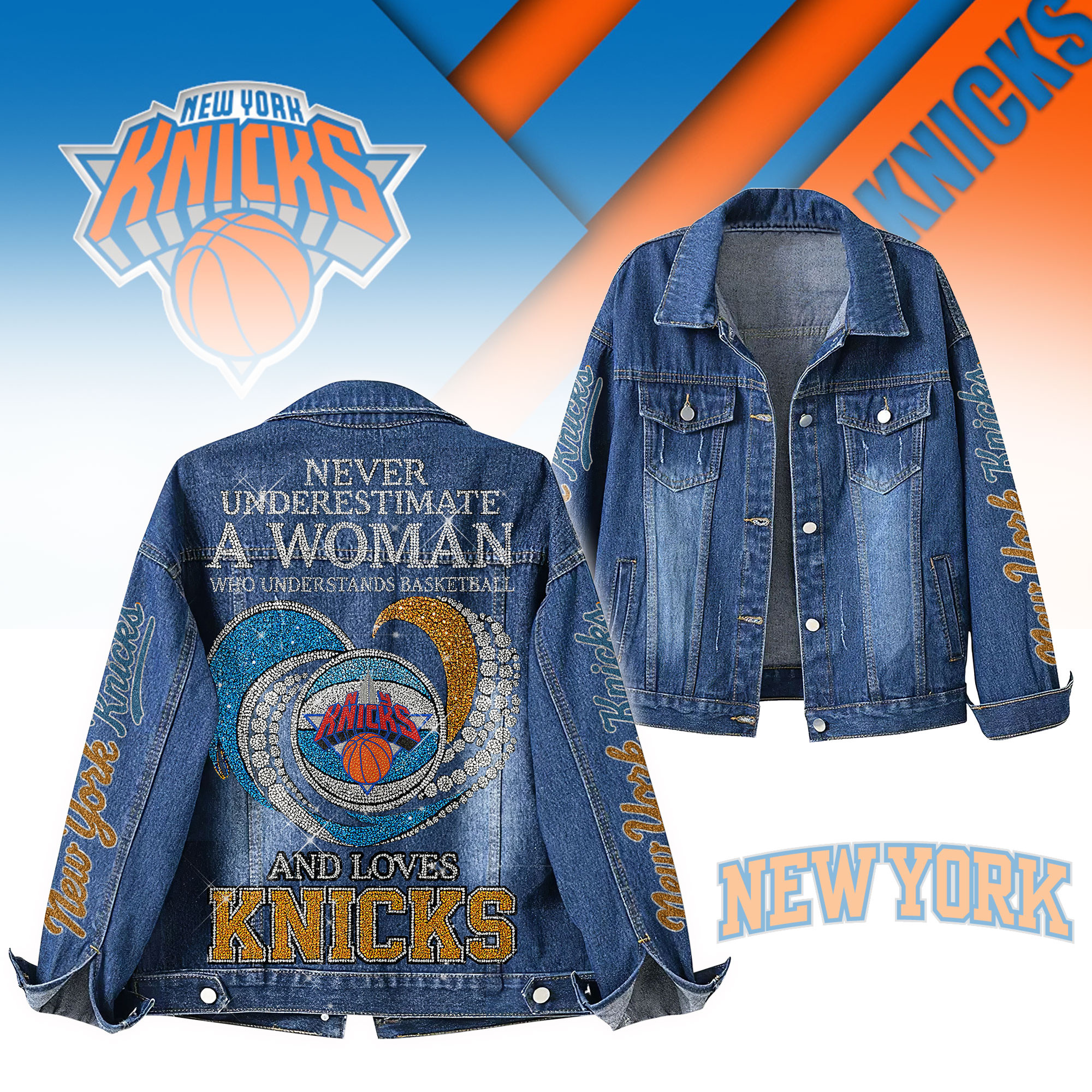 New York Knicks NBA Denim Jacket Gift For Fans