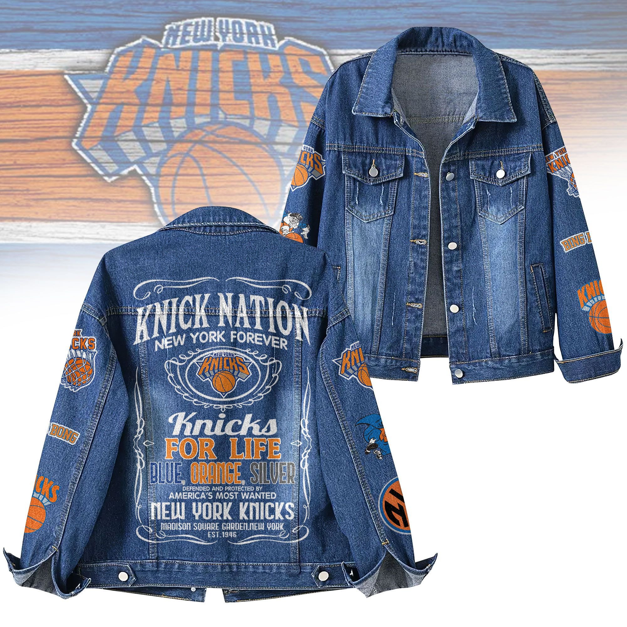 New York Knicks NBA Denim Jacket Gift For Fans
