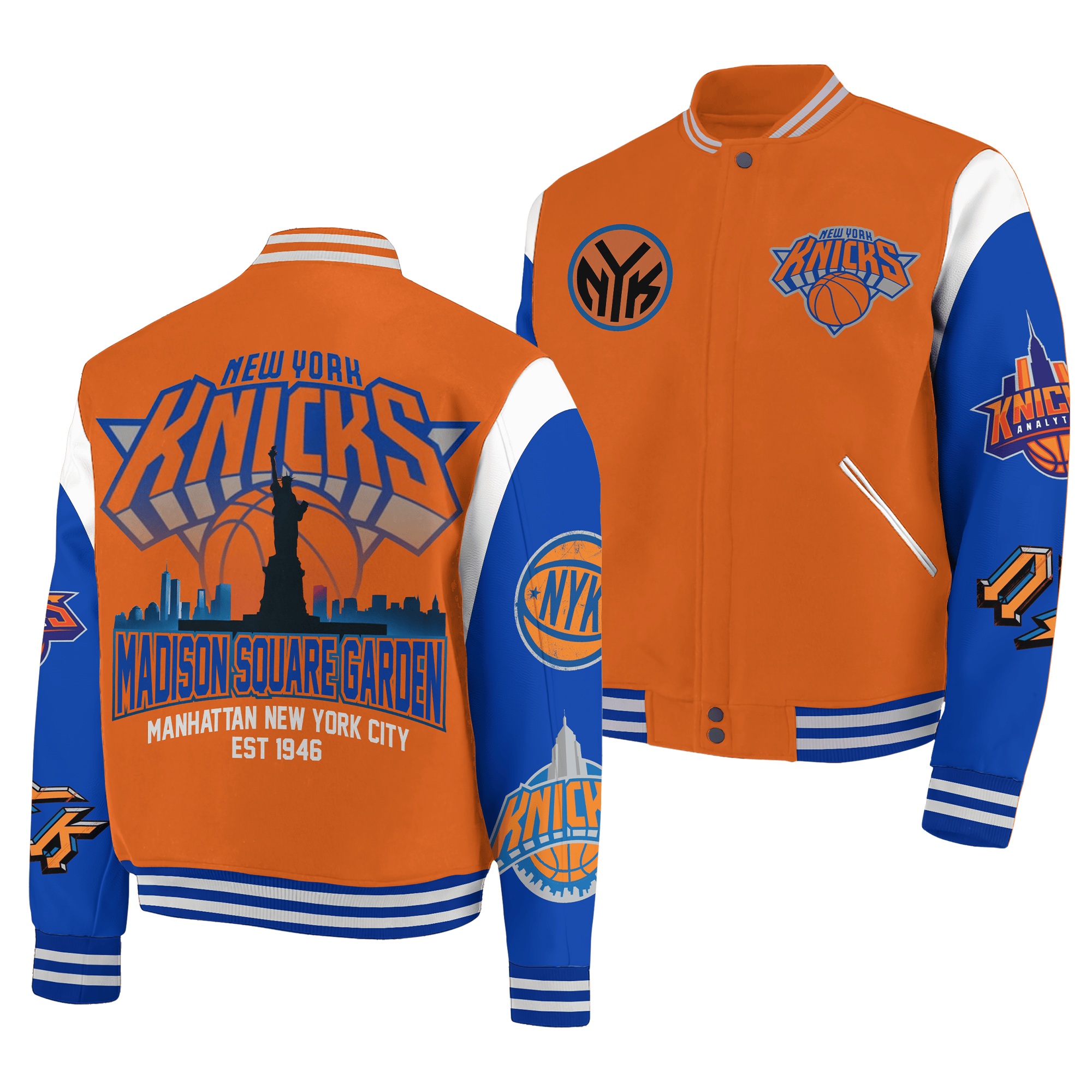 New York Knicks NBA Style Baseball Jacket For Fans