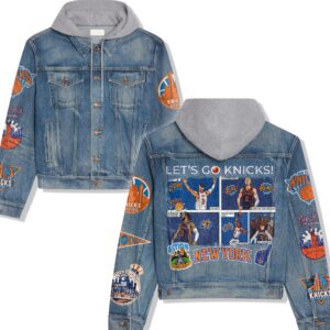 New York Knicks NBA Style Hooded Denim Jacket For Fans
