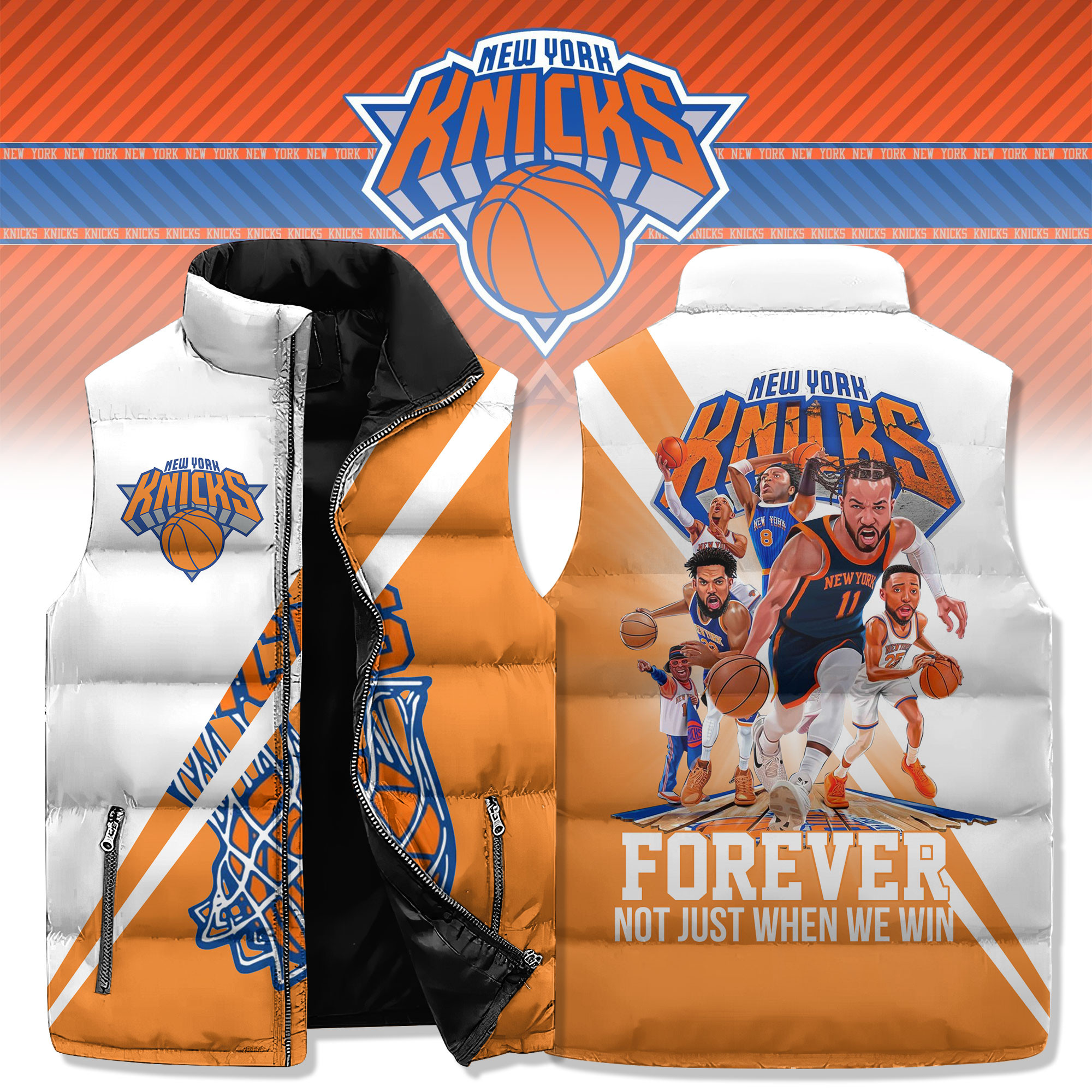 New York Knicks NBA Style Sleeveless Puffer Jacket