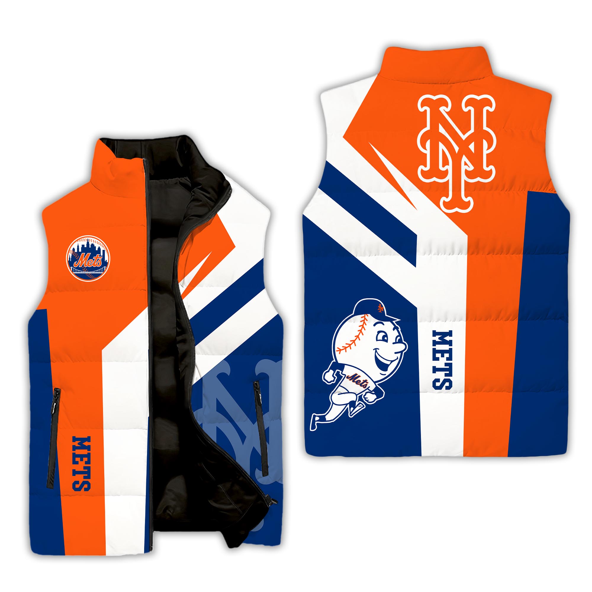New York Mets MLB Style Sleeveless Puffer Jacket For Fans