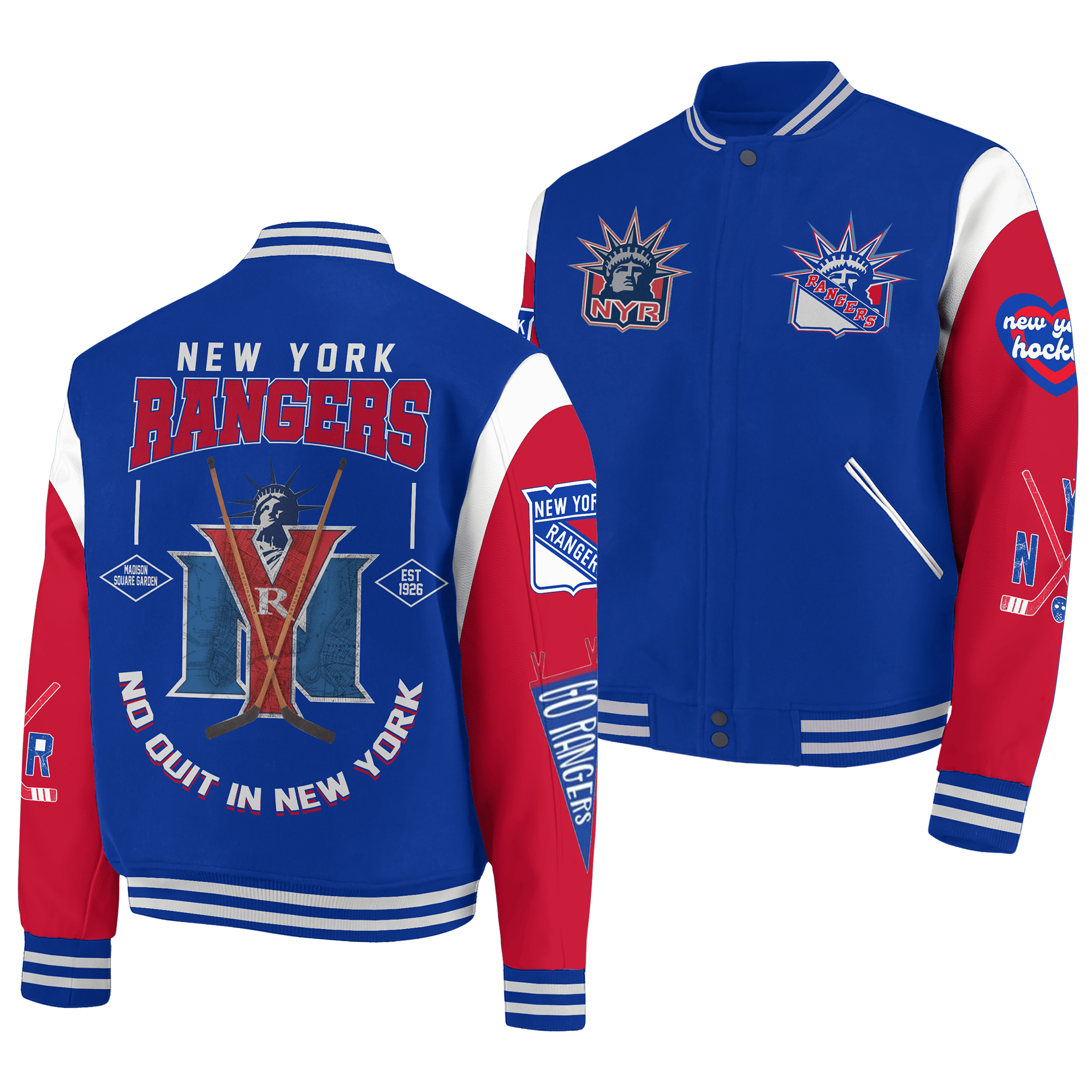 New York Rangers NHL Style Baseball Jacket For Fans