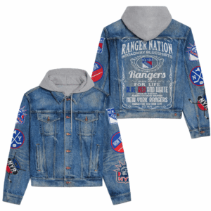 New York Rangers NHL Style Hooded Denim Jacket For Fans