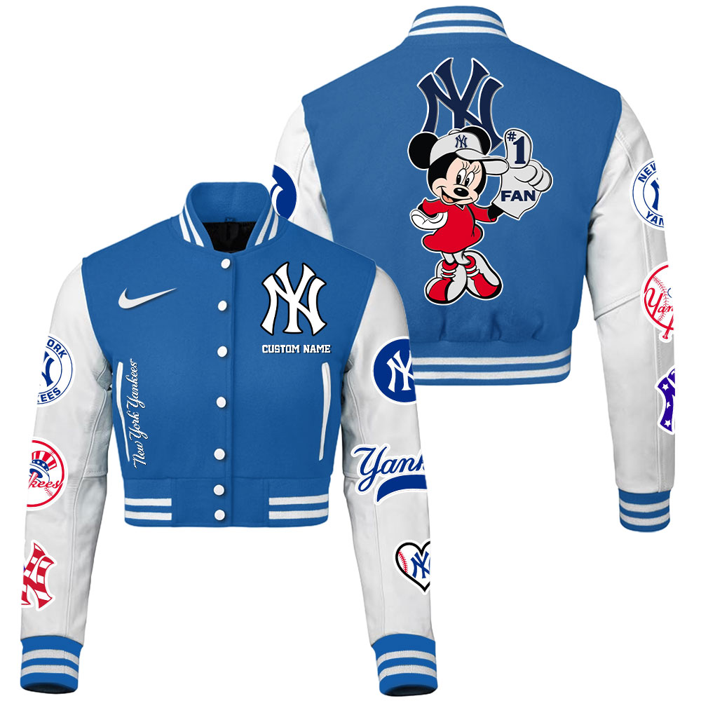 New York Yankees MLB Style Cropped Baseball Jacket For Fans