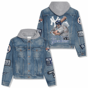 New York Yankees MLB Style Hooded Denim Jacket For Fans