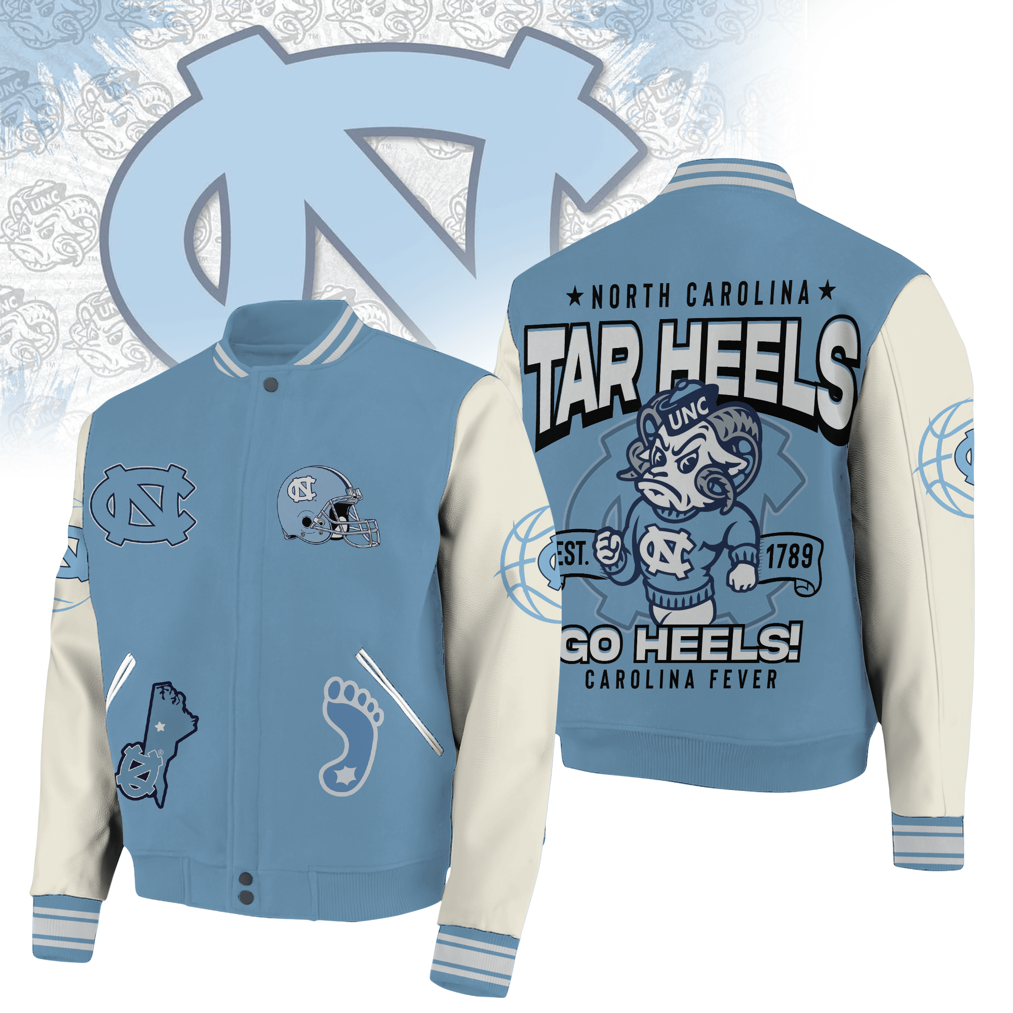 North Carolina Tar Heels NCAA Style Baseball Jacket For Fans