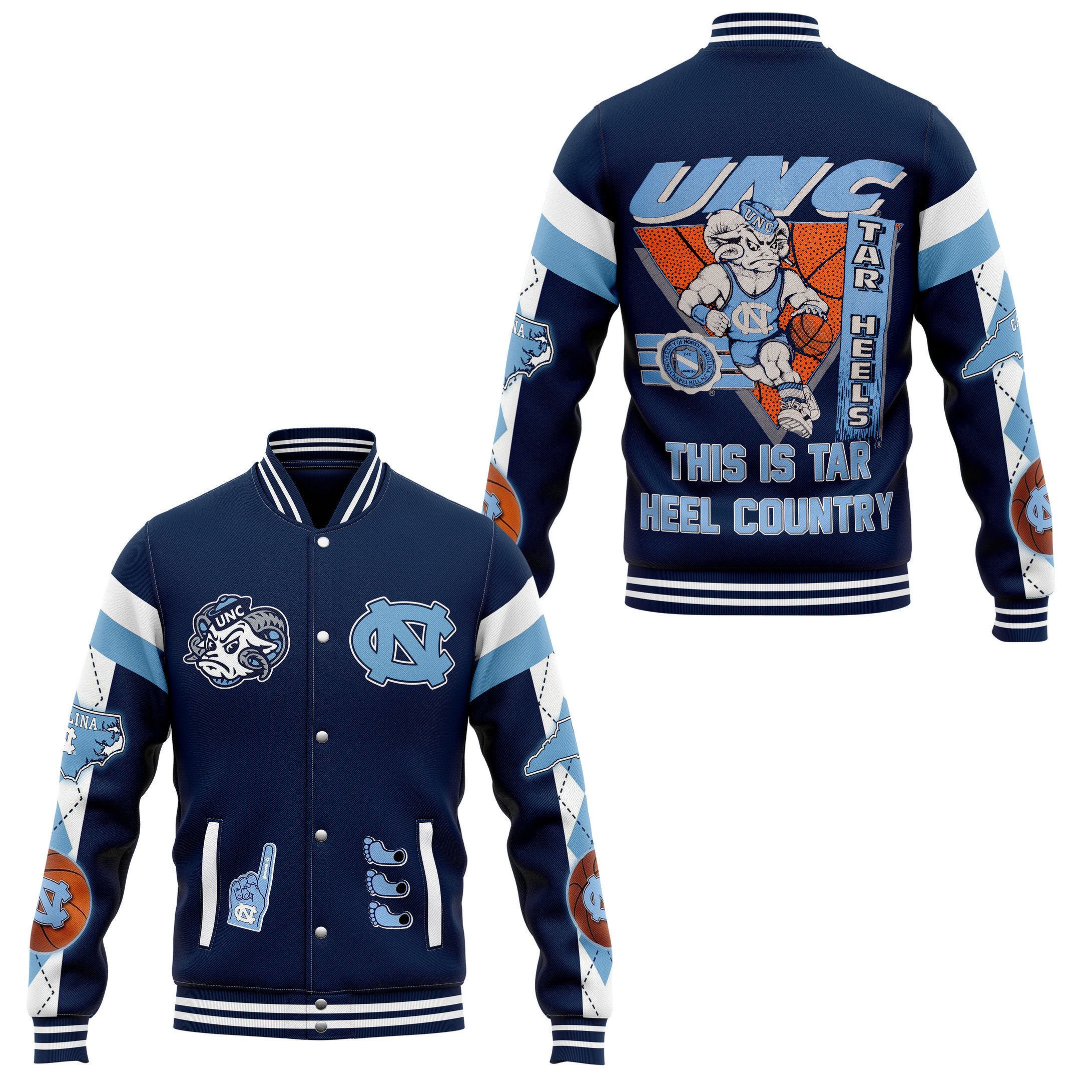 North Carolina Tar Heels NCAA Style Baseball Jacket For Fans