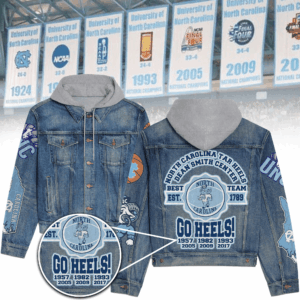 North Carolina Tar Heels NCAA Style Hooded Denim Jacket For Fans