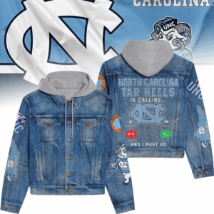 North Carolina Tar Heels NCAA Style Hooded Denim Jacket For Fans