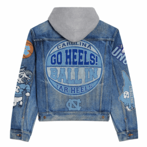 North Carolina Tar Heels NCAA Style Hooded Denim Jacket For Fans