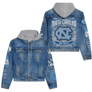 North Carolina Tar Heels NCAA Style Hooded Denim Jacket For Fans