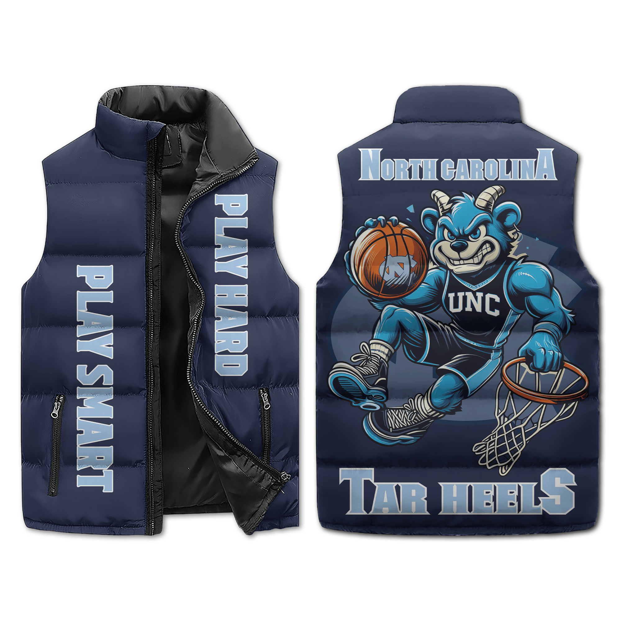 North Carolina Tar Heels NCAA Style Sleeveless Puffer Jacket For Fans