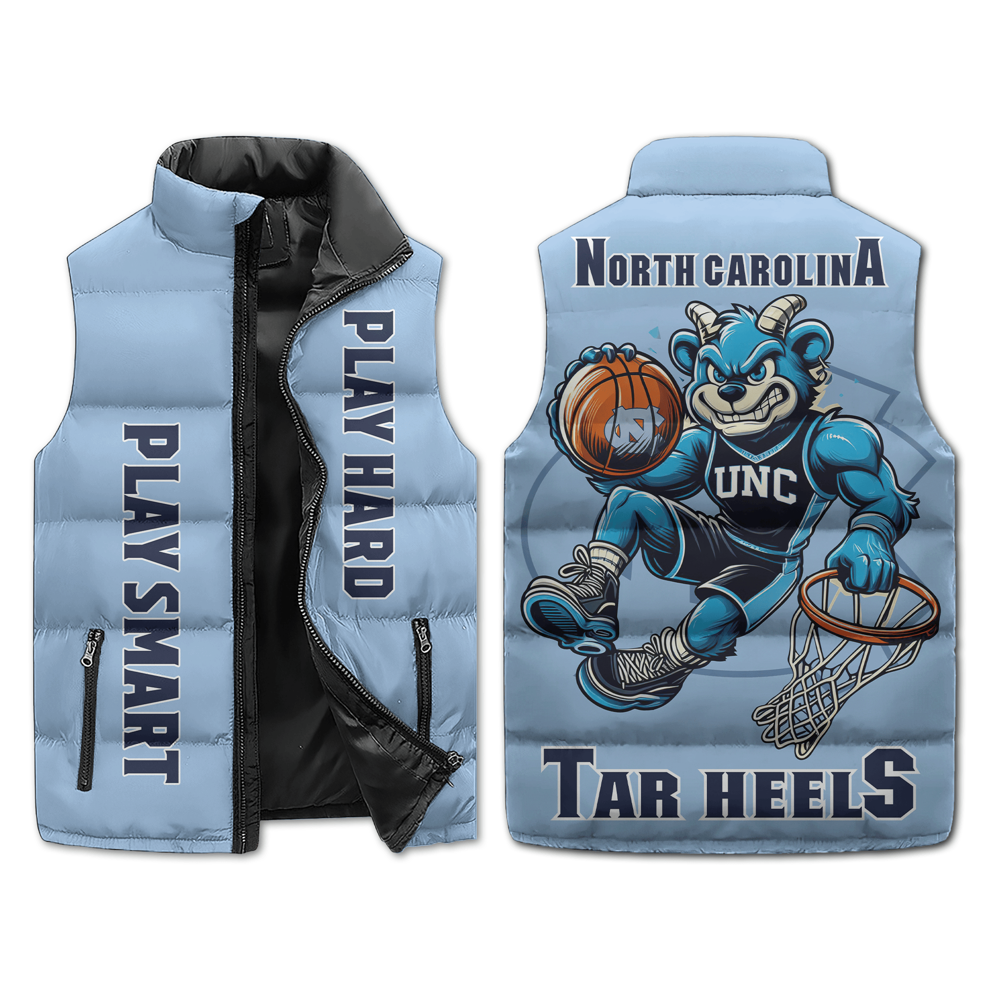 North Carolina Tar Heels NCAA Style Sleeveless Puffer Jacket For Fans