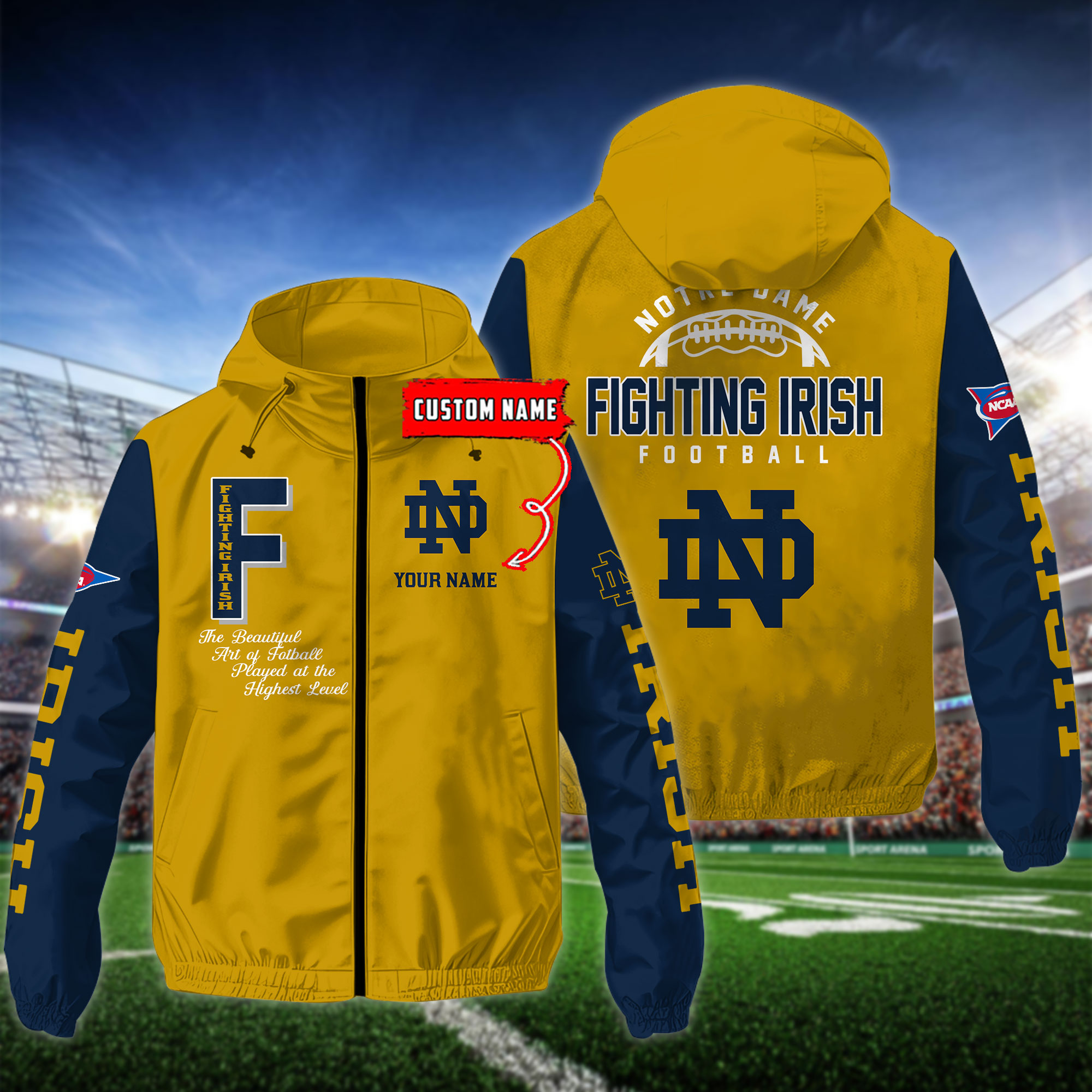 Notre Dame Fighting Irish NCAA Personalized Style Windbreaker Jacket For Fans
