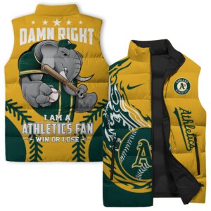 Oakland Athletics MLB Style Sleeveless Puffer Jacket For Fans