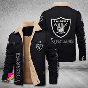Oakland Raiders NFL Style Fleece Thermal Cotton Jacket For Fans