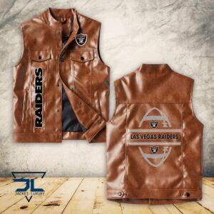 Oakland Raiders NFL Style Sleeveless Leather Jacket For Fans