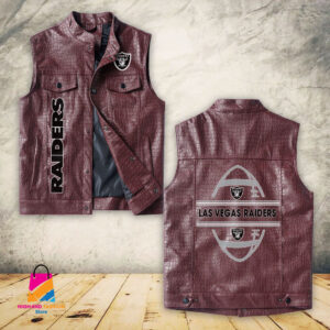Oakland Raiders NFL Style Sleeveless Leather Jacket For Fans