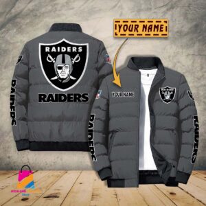 Oakland Raiders NFL Style Puffer Jacket For Fans