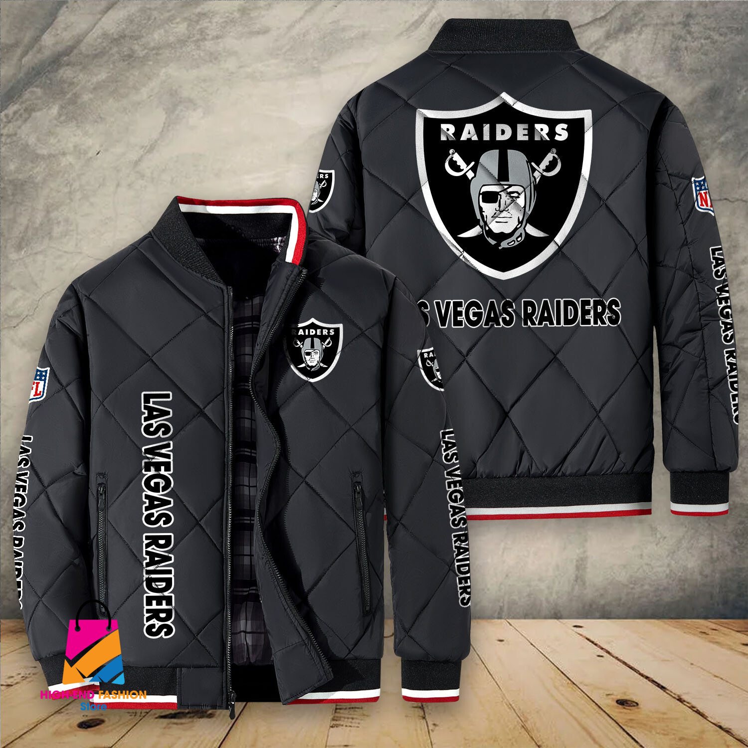 Oakland Raiders NFL Style Puffer Jacket For Fans