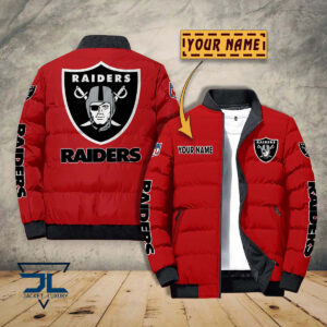 Oakland Raiders NFL Style Puffer Jacket For Fans