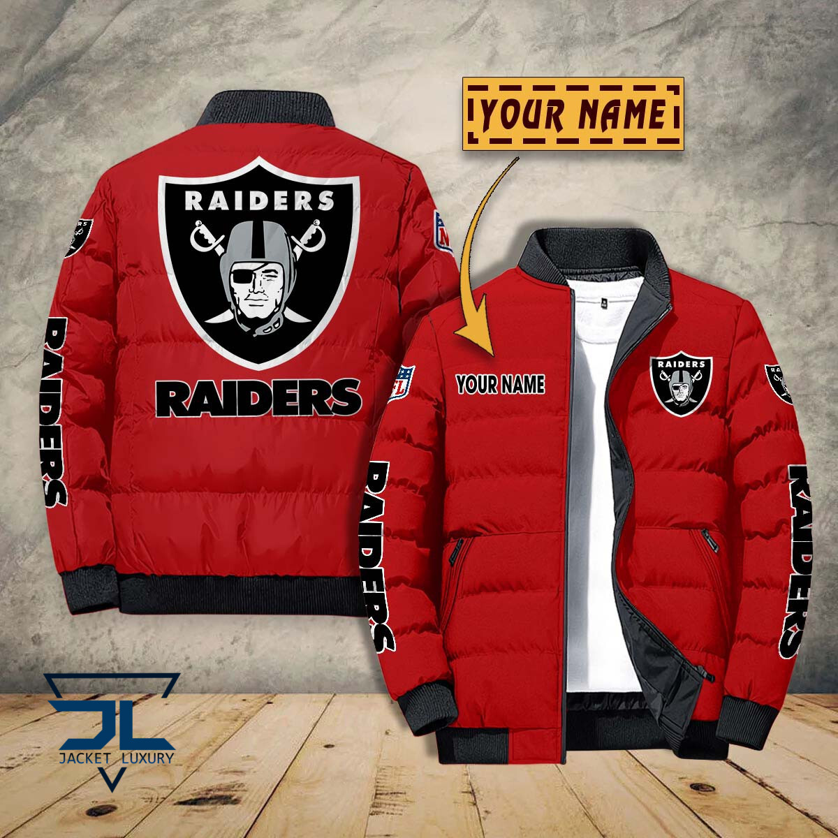 Oakland Raiders NFL Style Puffer Jacket For Fans
