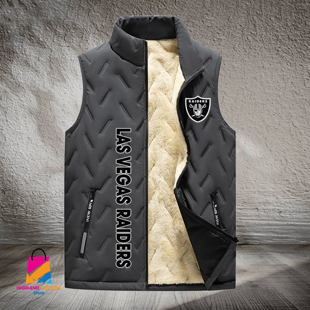 Oakland Raiders NFL Style Sleeveless Puffer Jacket For Fans