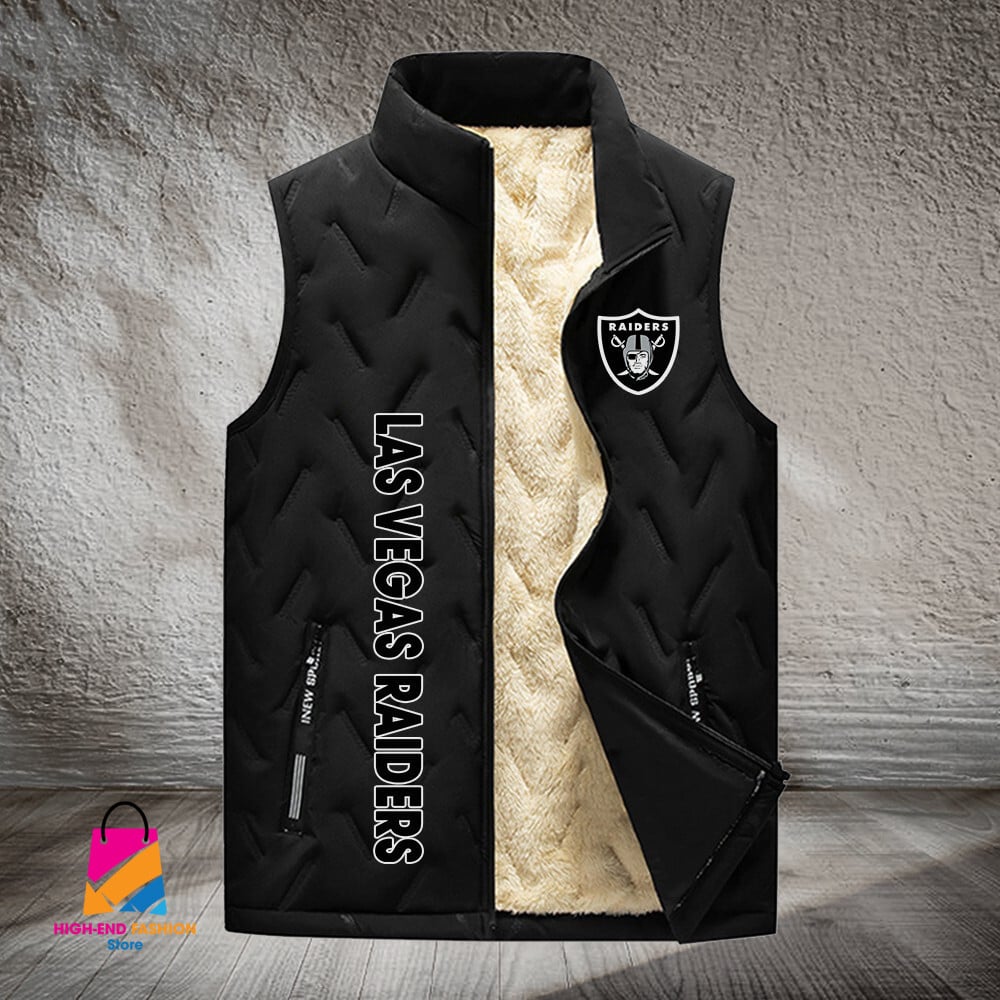 Oakland Raiders NFL Style Sleeveless Puffer Jacket For Fans