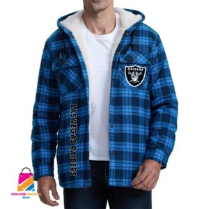 Oakland Raiders NFL Style Zip Fleece Flannel Jacket For Fans