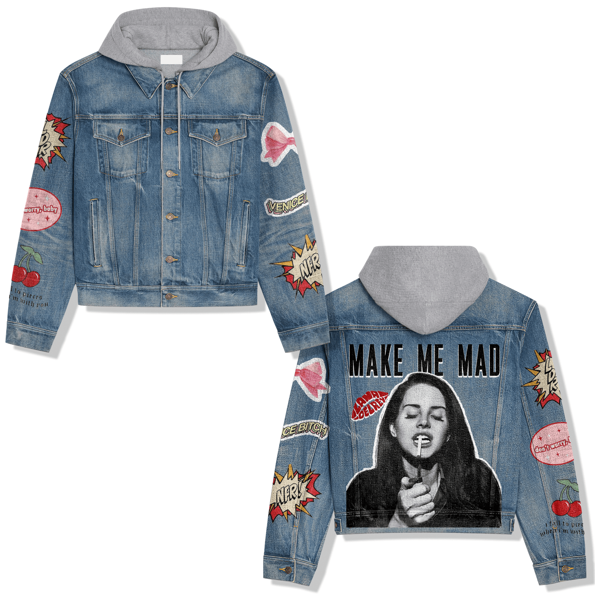 Ofrin Music Style Hooded Denim Jacket For Fans