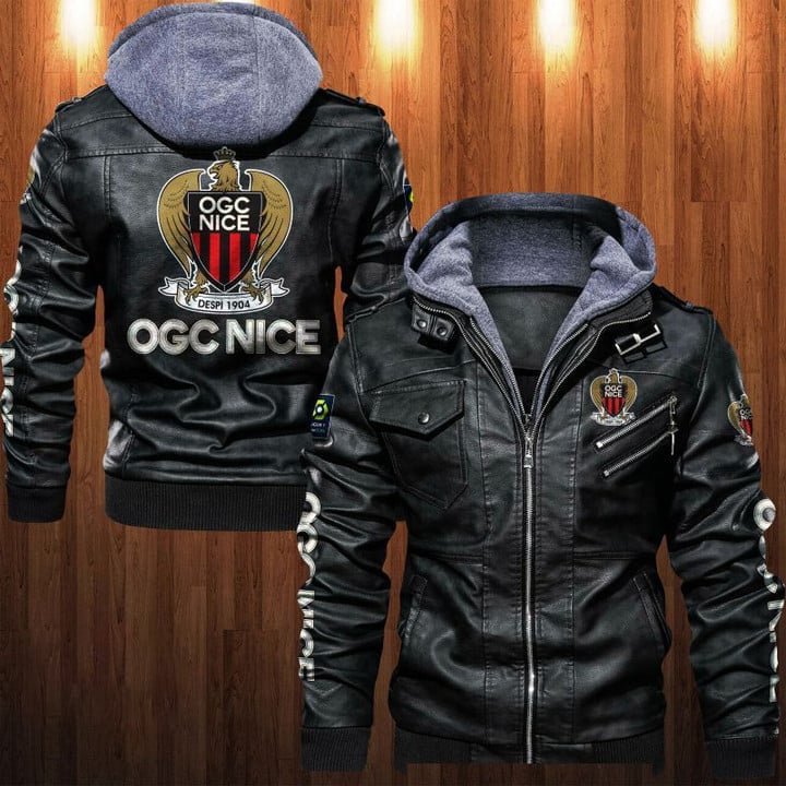 OGC Nice Ligue 1 Style Leather Jacket For Fans