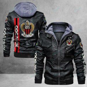 OGC Nice Ligue 1 Style Leather Jacket For Fans
