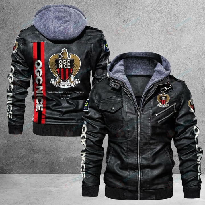 OGC Nice Ligue 1 Style Leather Jacket For Fans