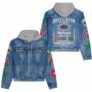 Ohio State Buckeyes NCAA Style Hooded Denim Jacket For Fans