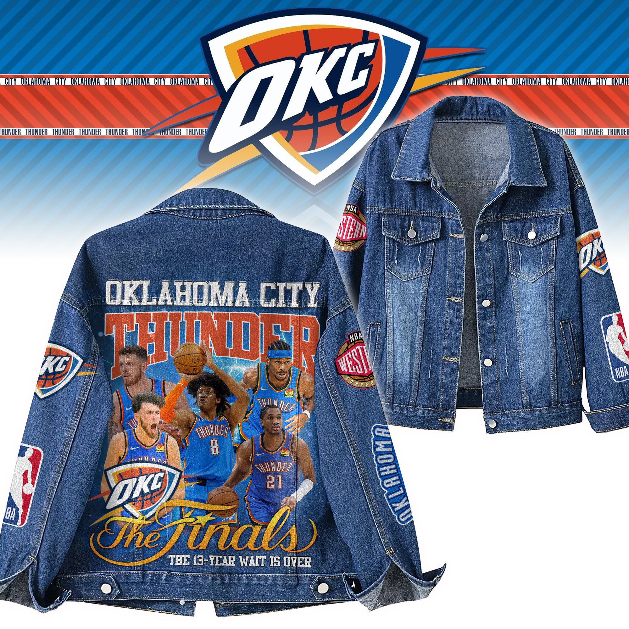 Oklahoma City Thunder NBA Denim Jacket Gift For Fans