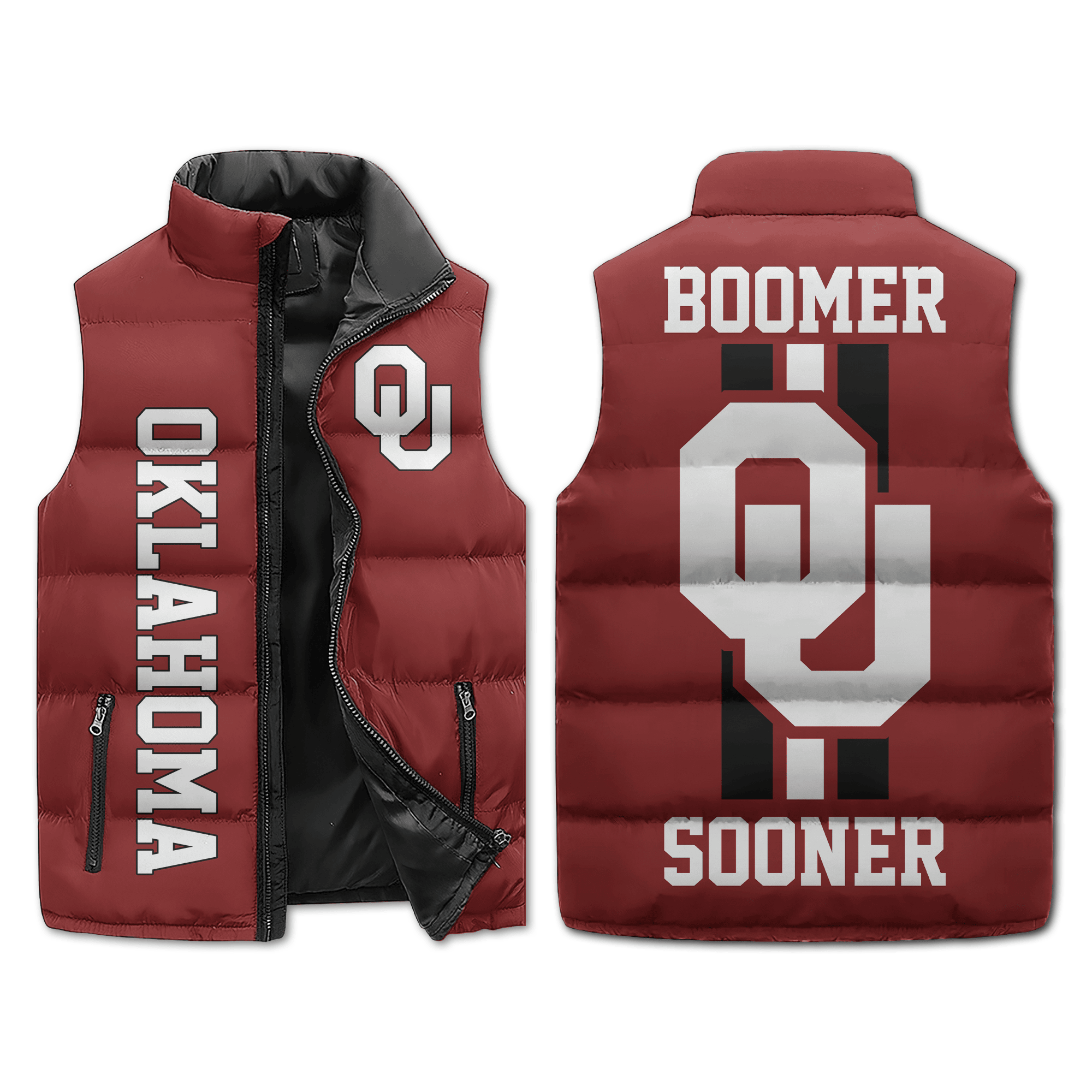 Oklahoma Sooners NCAA Style Sleeveless Puffer Jacket For Fans