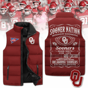 Oklahoma Sooners NCAA Style Sleeveless Puffer Jacket For Fans