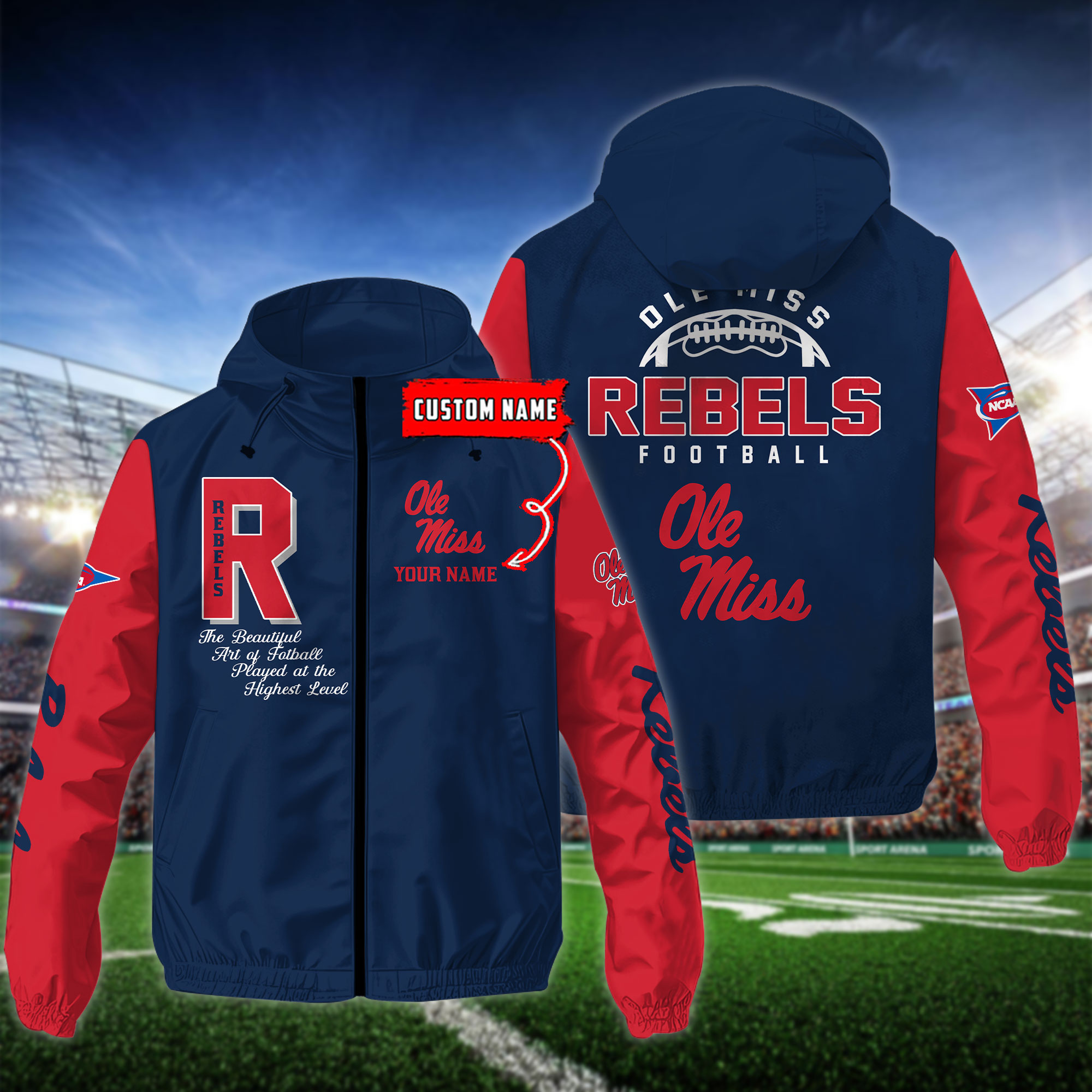 Ole Miss Rebels NCAA Personalized Style Windbreaker Jacket For Fans
