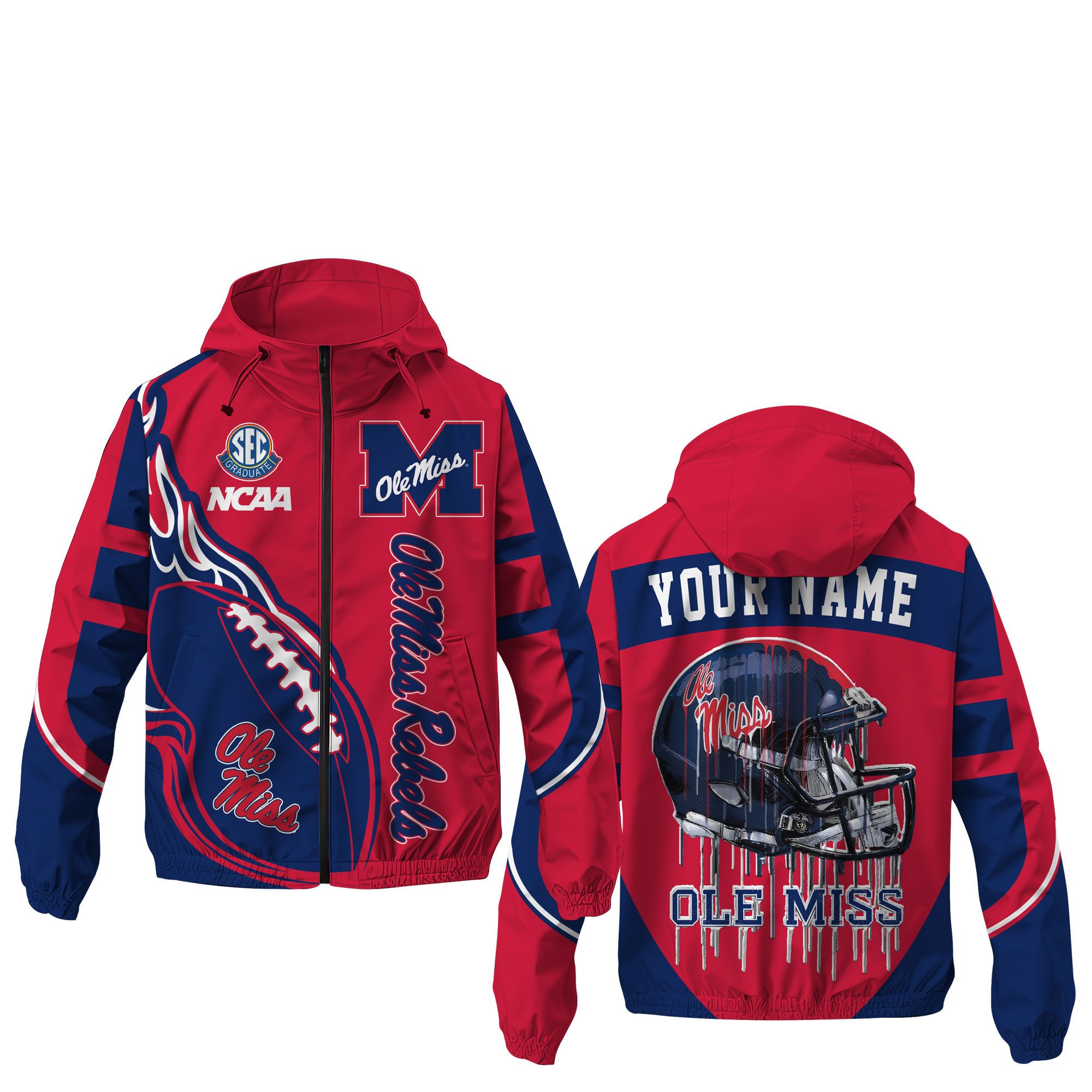 Ole Miss Rebels NCAA Style Windbreaker Jacket For Fans