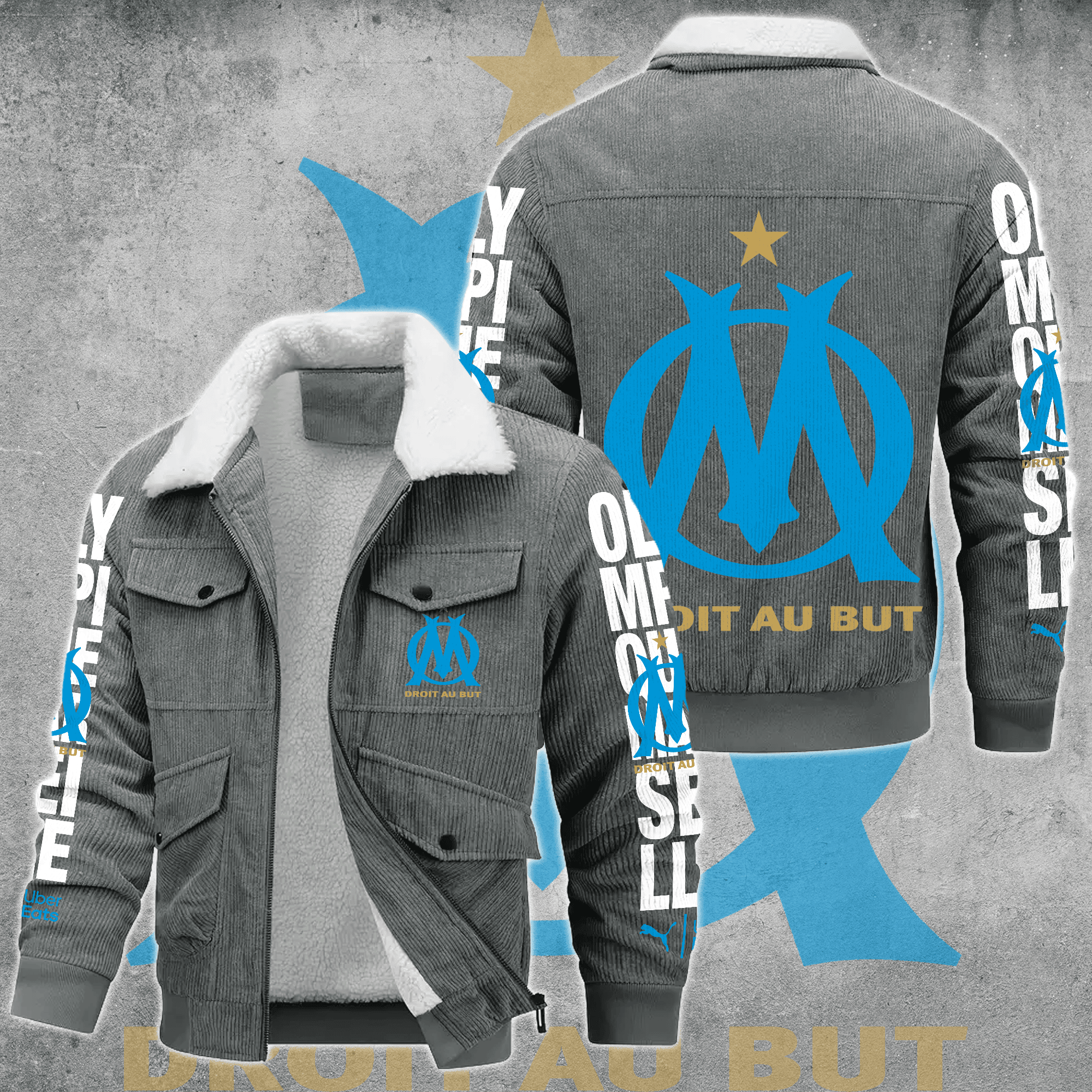 Olympique de Marseille Ligue 1 Style Thermal Cotton Jacket Prim For Fans