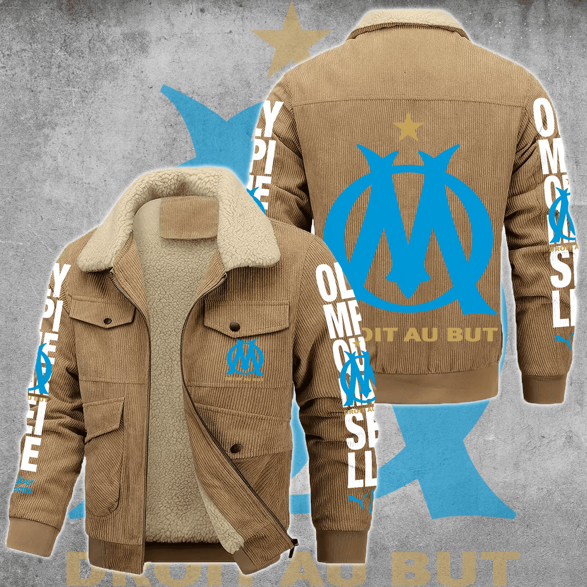 Olympique de Marseille Ligue 1 Style Thermal Cotton Jacket Prim For Fans