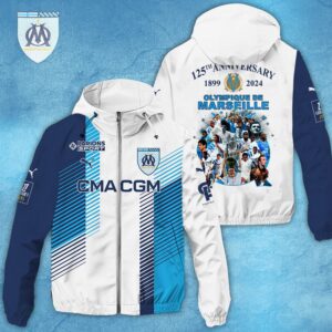 Olympique de Marseille Ligue 1 Style Windbreaker Jacket For Fans