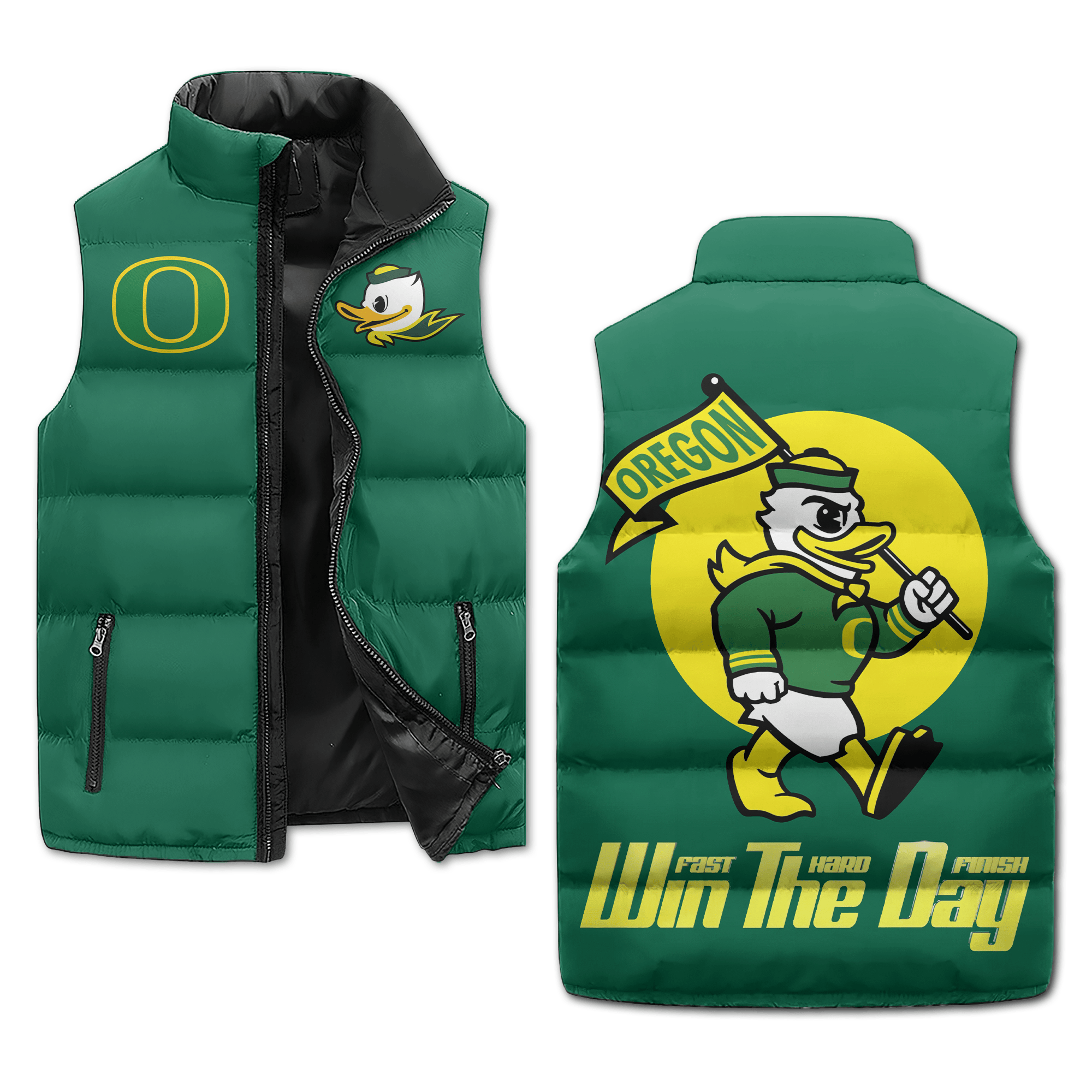 Oregon Ducks NCAA Style Sleeveless Puffer Jacket For Fans